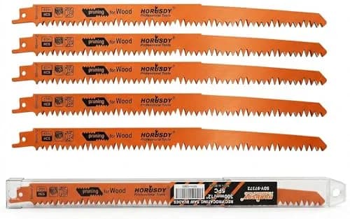 HORUSDY 12-Inch Wood Pruning Reciprocating Saw Blades, 5 TPI HCS Carbon Steel, 5-Pack | Fast Cutting Green Wood & Plastic thumbnail 1
