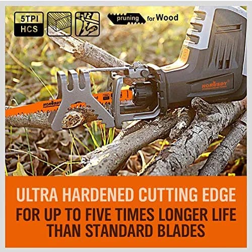 HORUSDY 12-Inch Wood Pruning Reciprocating Saw Blades, 5 TPI HCS Carbon Steel, 5-Pack | Fast Cutting Green Wood & Plastic thumbnail 4