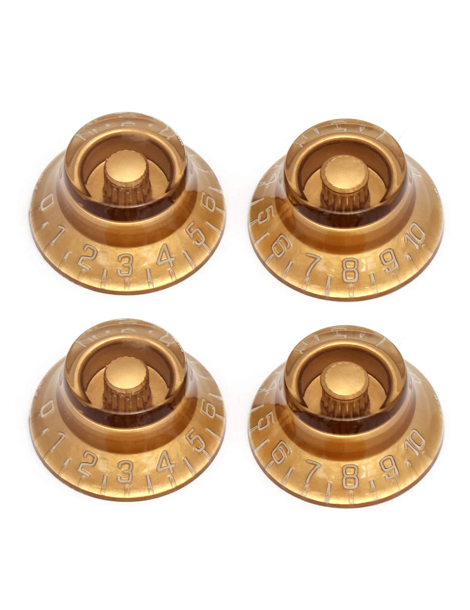 Metallor Gold Top Hat Electric Guitar Knobs 4Pcs | Fits 6mm Spline Shaft Pots — Gold