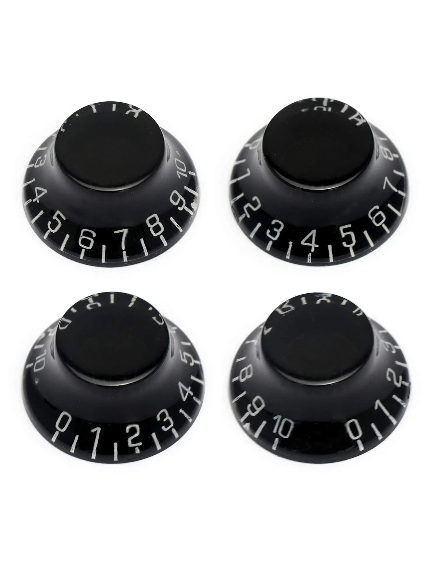 Metallor Black Top Hat Guitar Knobs for Gibson Les Paul Style Electric Guitars, 6mm Spline Shaft (4-Pack)