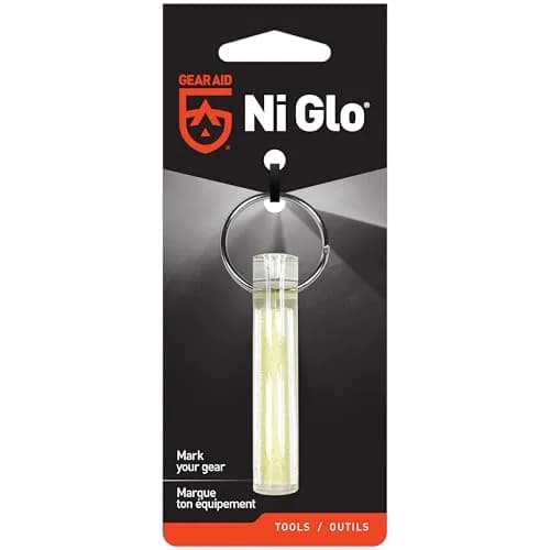 GEAR AID Ni Glo UV Rechargeable Glowing Keychain 2cm (0.79in) | Glows Bright Green for Hours thumbnail 1