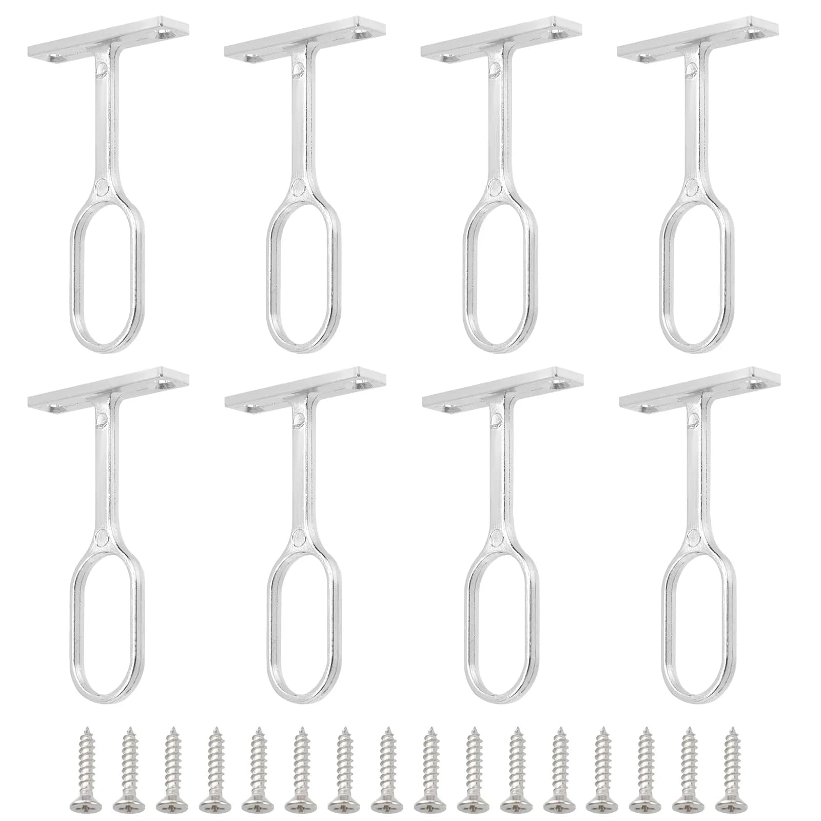 Rannb Oval Closet Rod Support Brackets 7 cm (2.75") | 8-Pack Zinc Alloy Middle Supports for Oval Rods — 8-Pack
