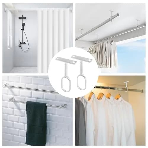 Rannb Oval Closet Rod Support Brackets 7 cm (2.75") | 8-Pack Zinc Alloy Middle Supports for Oval Rods thumbnail 7