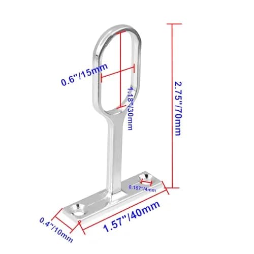Rannb Oval Closet Rod Support Brackets 7 cm (2.75") | 8-Pack Zinc Alloy Middle Supports for Oval Rods thumbnail 2