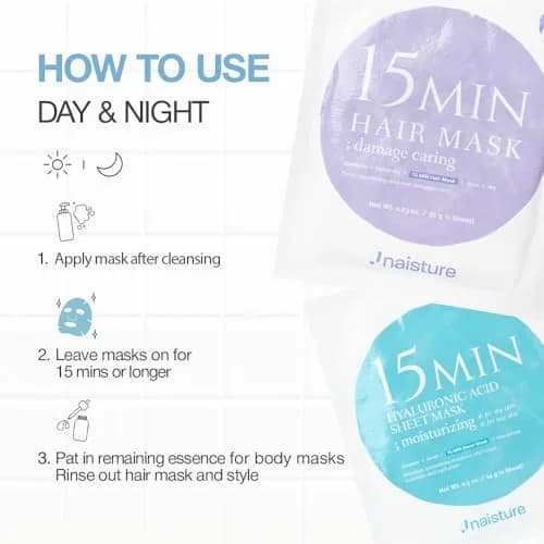 Naisture 15 Min Groom Me Kit Skincare Gift Set for Men – All-in-One Hair, Face & Eye Masks, Complete Grooming Self-Care (5 pcs) thumbnail 6