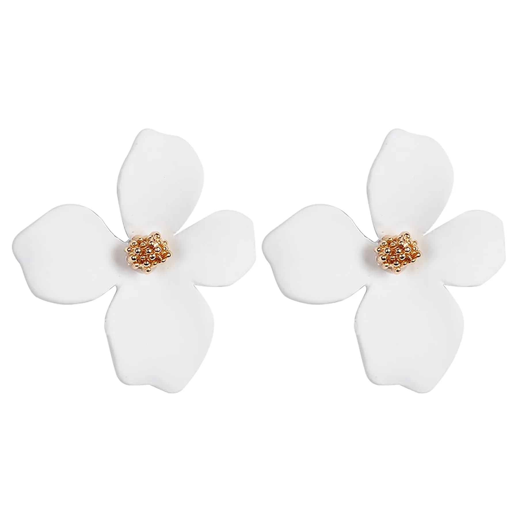 Artilady White Flower Boho Stud Earrings for Women | Hypoallergenic Lightweight Acrylic Resin - main product image