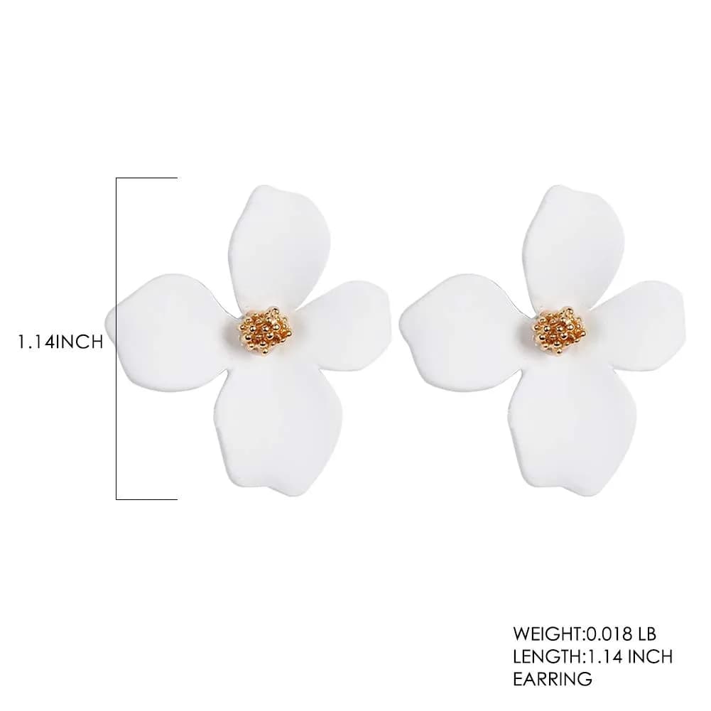Artilady White Flower Boho Stud Earrings for Women | Hypoallergenic Lightweight Acrylic Resin - view 3