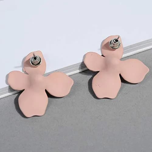 Artilady Pink Flower Boho Stud Earrings for Women | Acrylic Resin & Brass, Lightweight & Hypoallergenic thumbnail 4