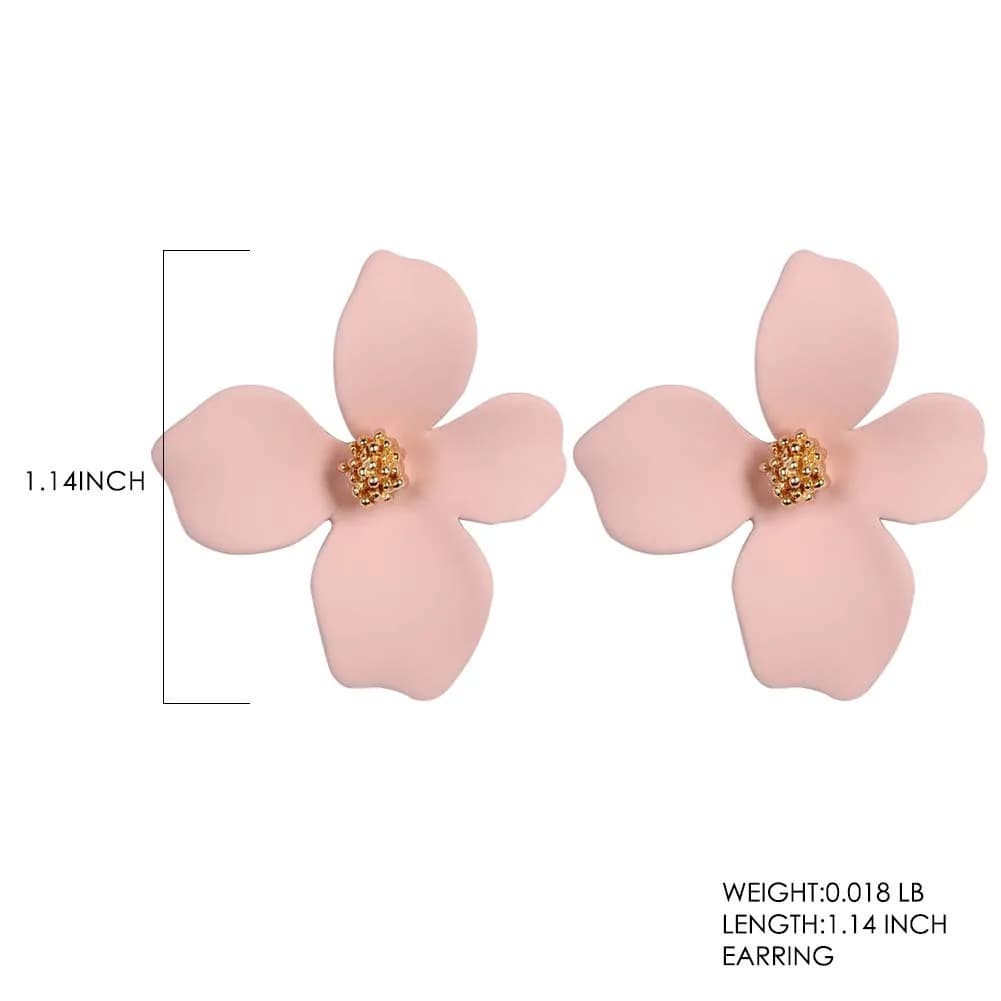 Artilady Pink Flower Boho Stud Earrings for Women | Acrylic Resin & Brass, Lightweight & Hypoallergenic - view 5