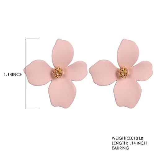 Artilady Pink Flower Boho Stud Earrings for Women | Acrylic Resin & Brass, Lightweight & Hypoallergenic thumbnail 5