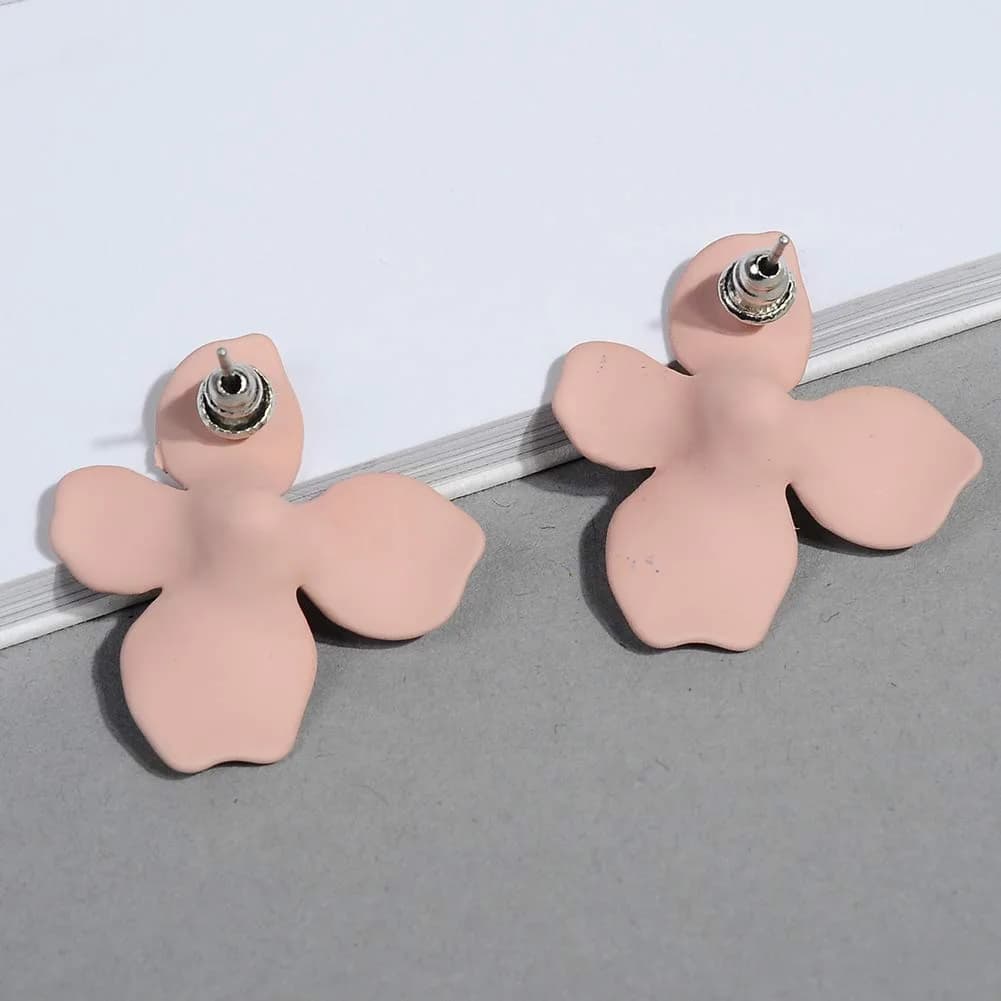 Artilady Pink Flower Boho Stud Earrings for Women | Acrylic Resin & Brass, Lightweight & Hypoallergenic - view 4