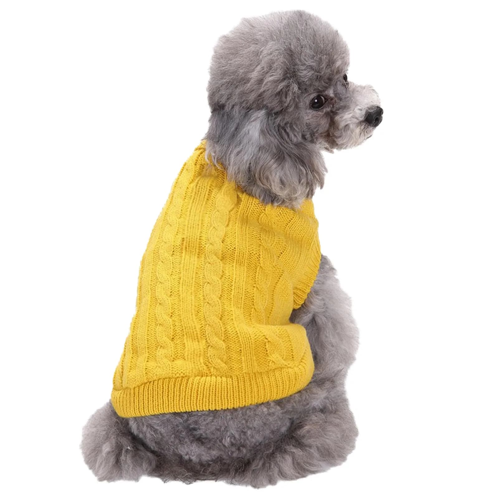 CHBORCHICEN Small Dog Sweater Turtleneck Pullover Winter Clothes | Knitted Acrylic, Warm & Breathable (70-120 chars) — Yellow / X-Small