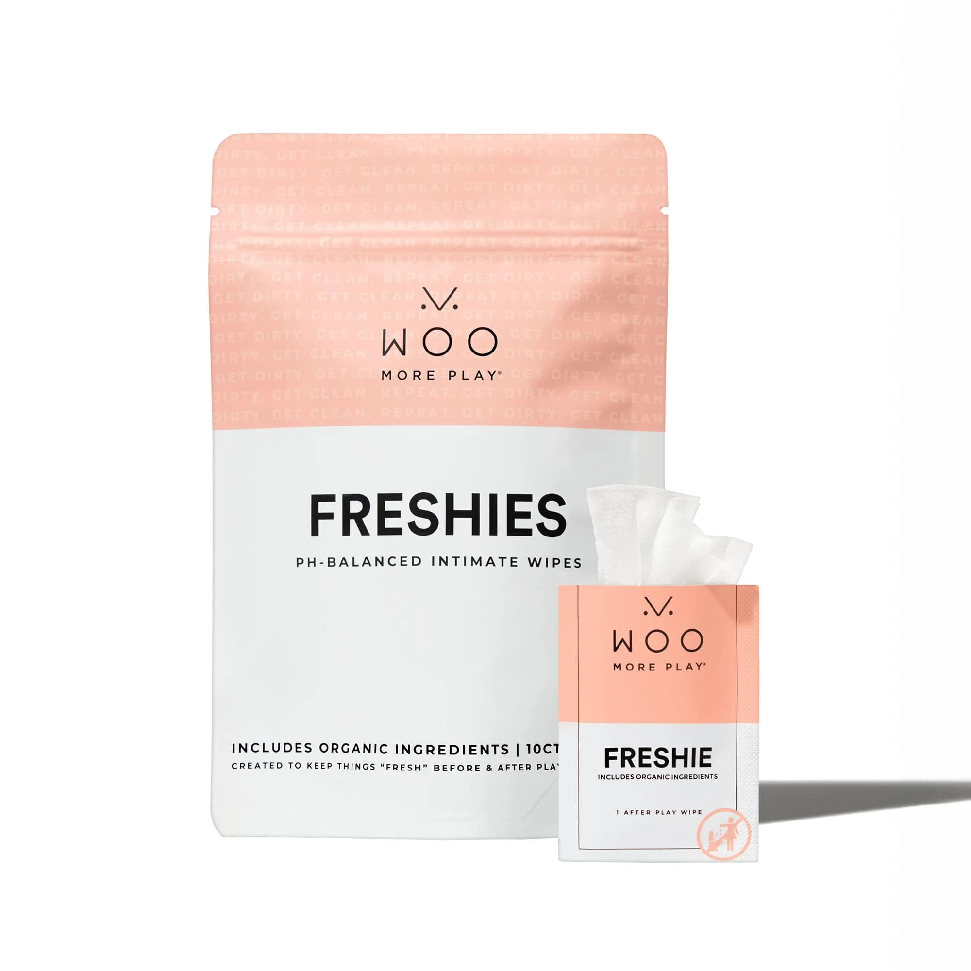 Woo More Play Freshies 10 ct | Organic & pH-Balanced Intimate Wipes for Women & Men