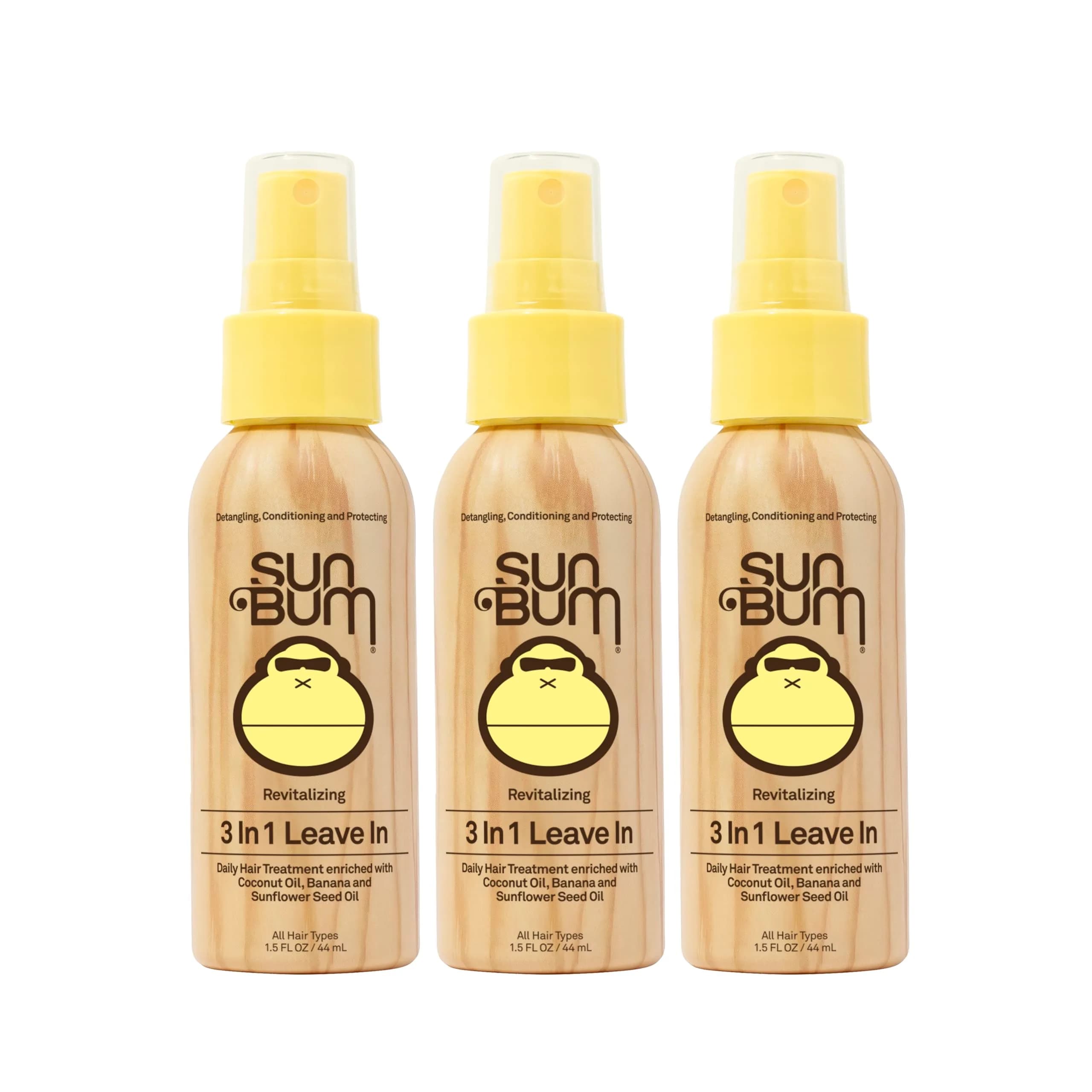 Sun Bum Revitalizing Leave In Conditioner Detangler Spray 156 g (4.5 Fl Oz) 3-Pack | Detangles, Conditions & Protects Hair — 1.5 Fl Oz