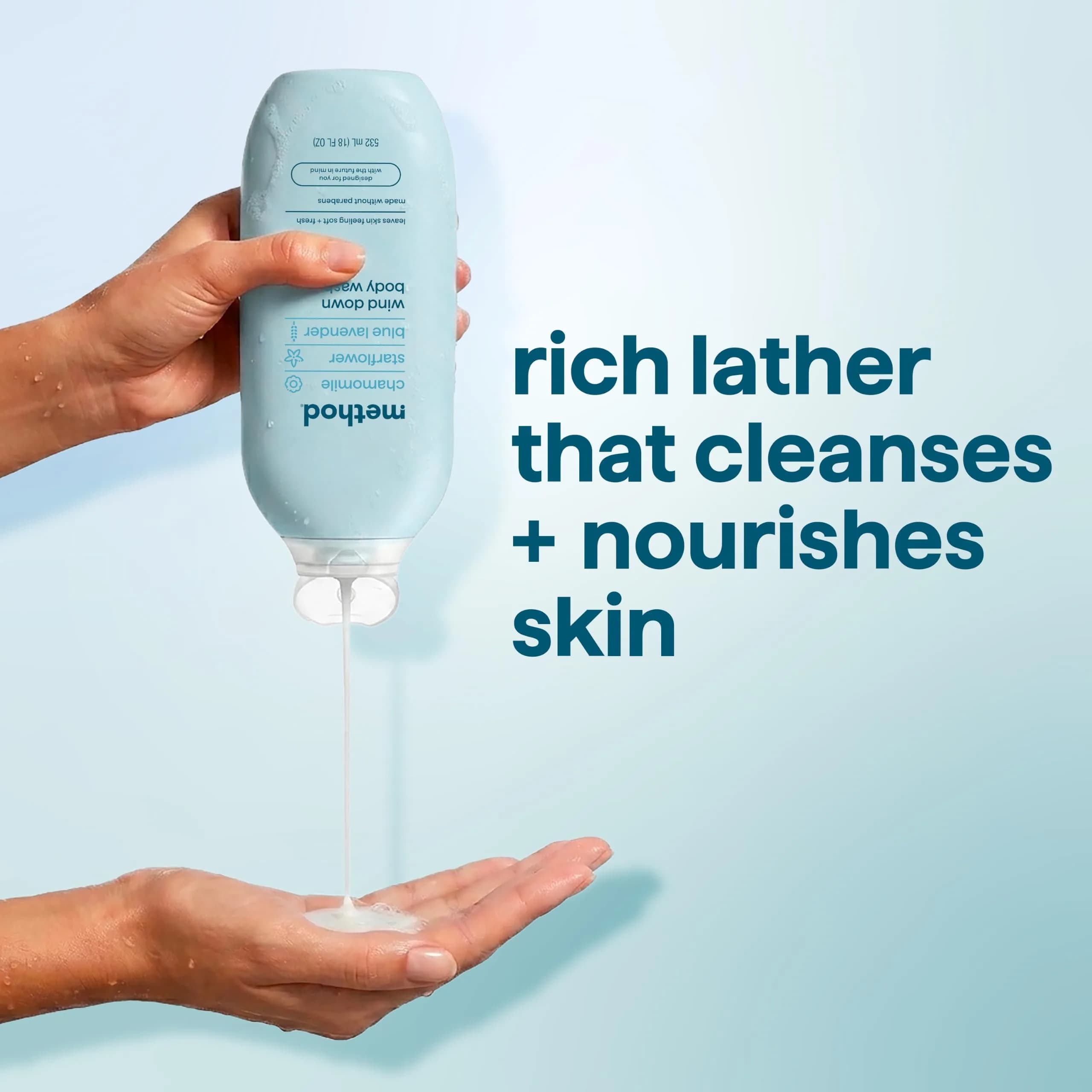 method Wind Down Body Wash, 108 fl oz (3.2 L) | Calming Chamomile, Starflower & Blue Lavender Scent - view 5