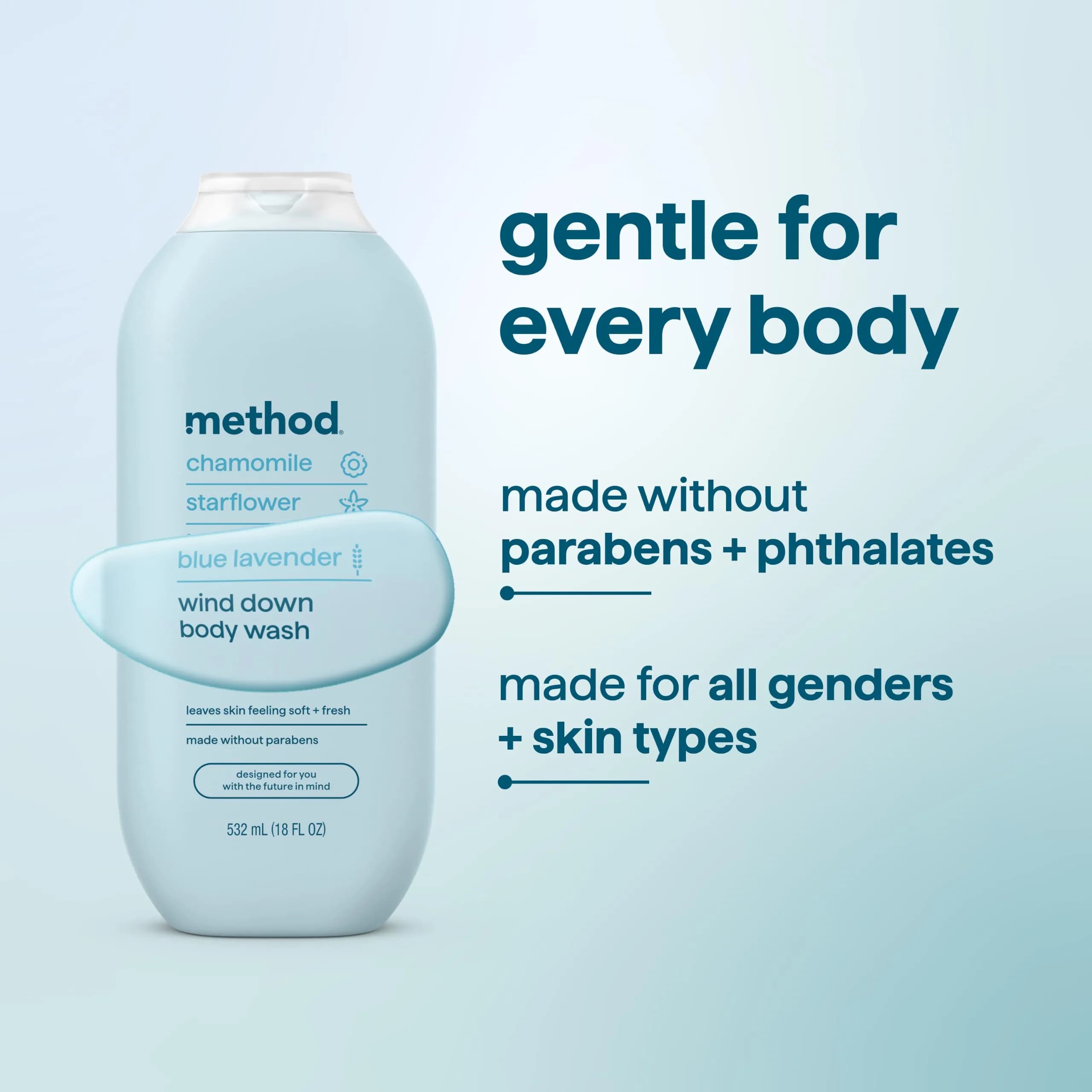 method Wind Down Body Wash, 108 fl oz (3.2 L) | Calming Chamomile, Starflower & Blue Lavender Scent - view 6