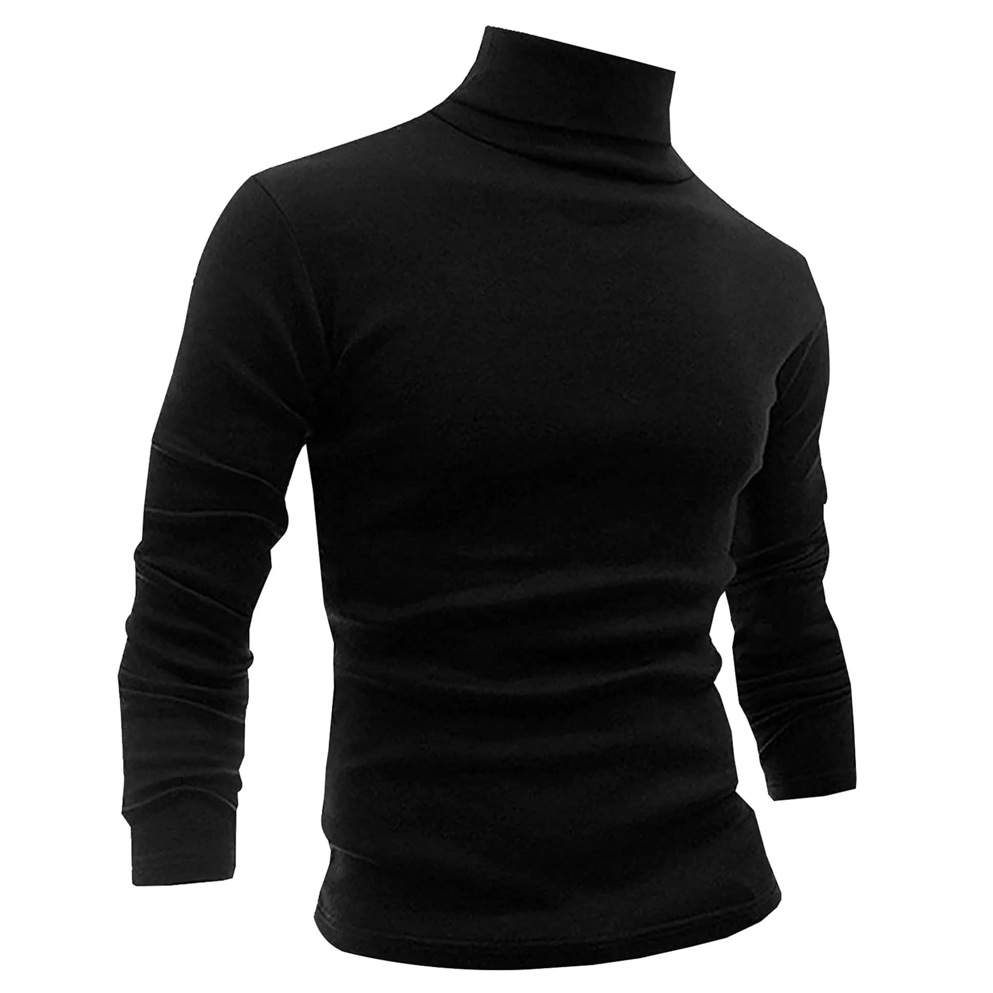 LONGBIDA Men's Slim Fit Basic Long Sleeve Pullover Top Turtleneck (Black, S) | Slim Fit Casual Sweater