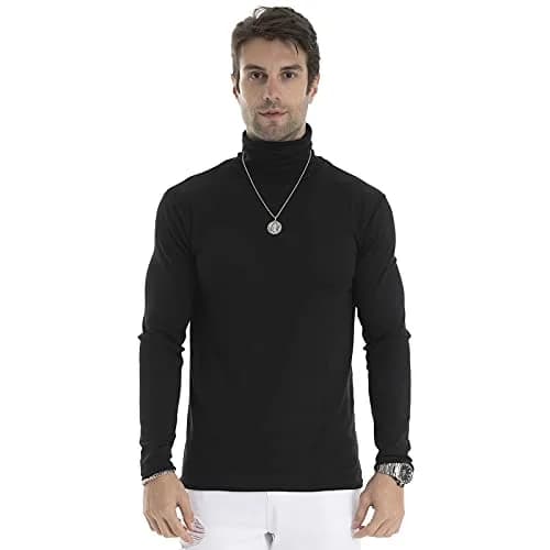 LONGBIDA Men's Slim Fit Basic Long Sleeve Pullover Top Turtleneck (Black, S) | Slim Fit Casual Sweater thumbnail 8