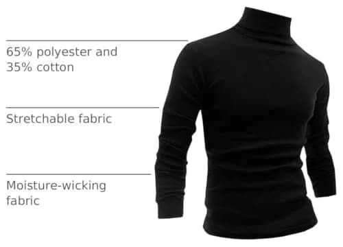 LONGBIDA Men's Slim Fit Basic Long Sleeve Pullover Top Turtleneck (Black, S) | Slim Fit Casual Sweater thumbnail 4