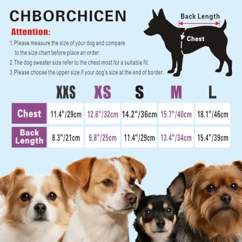 CHBORCHICEN Knitted Small Dog Sweater, Turtleneck Pullover | Warm Winter Puppy Clothes thumbnail 4