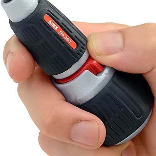 Anex 72-Gear Ratcheting Screwdriver with Ball Handle & Magnetic Bit Set 135mm (5.3") | Heavy Duty Japanese Tool thumbnail 4