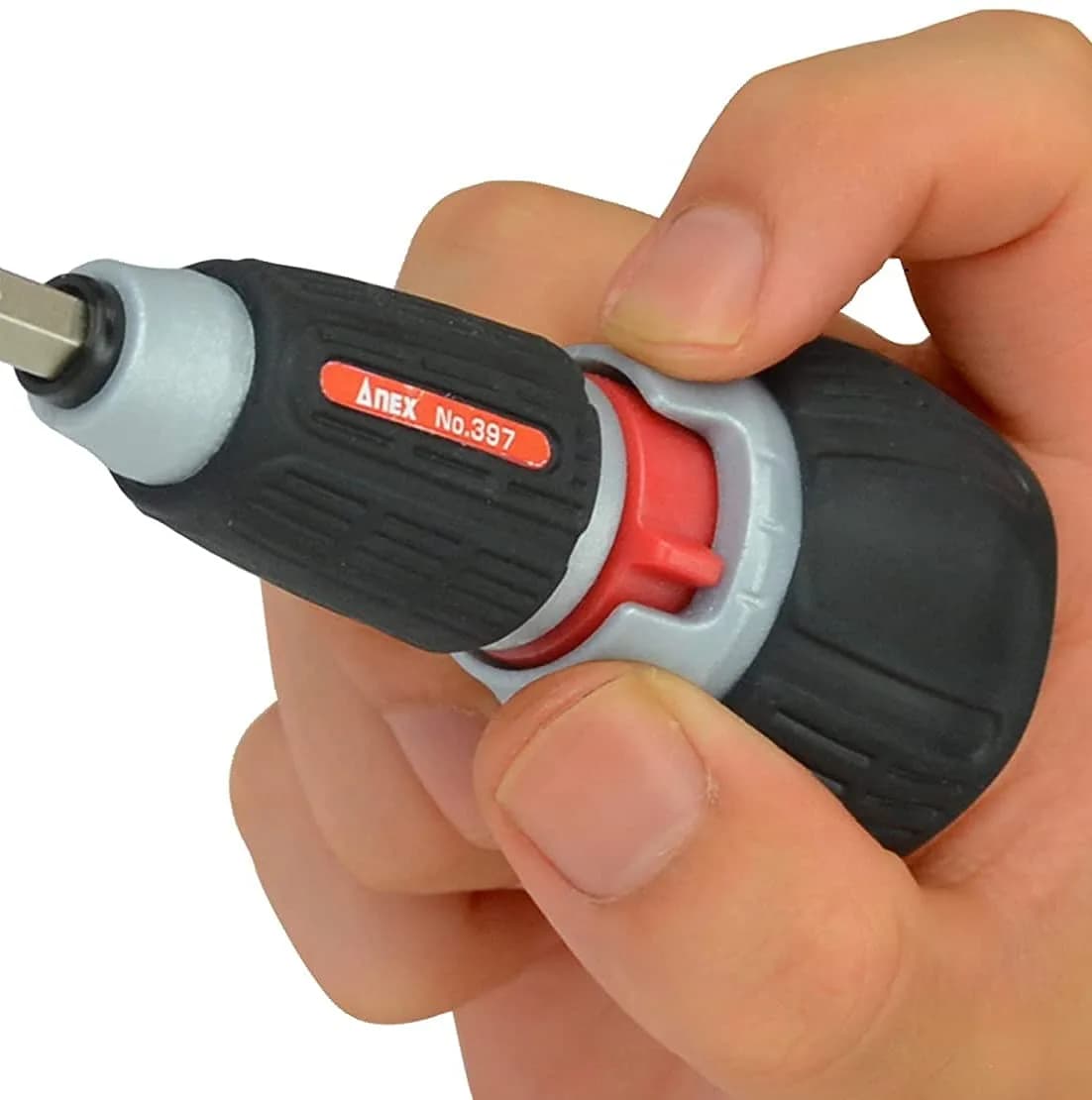 Anex 72-Gear Ratcheting Screwdriver with Ball Handle & Magnetic Bit Set 135mm (5.3") | Heavy Duty Japanese Tool - view 5