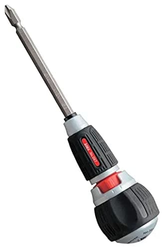 Anex 72-Gear Ratcheting Screwdriver with Ball Handle & Magnetic Bit Set 135mm (5.3") | Heavy Duty Japanese Tool thumbnail 1