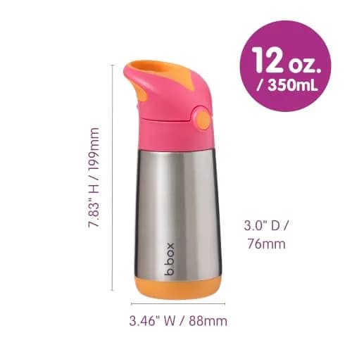 b.box Insulated Water Bottle for Kids, 350ml (12 oz) Toddler Water Bottle with Straw | Keeps Drinks Cold for 8 Hours thumbnail 4