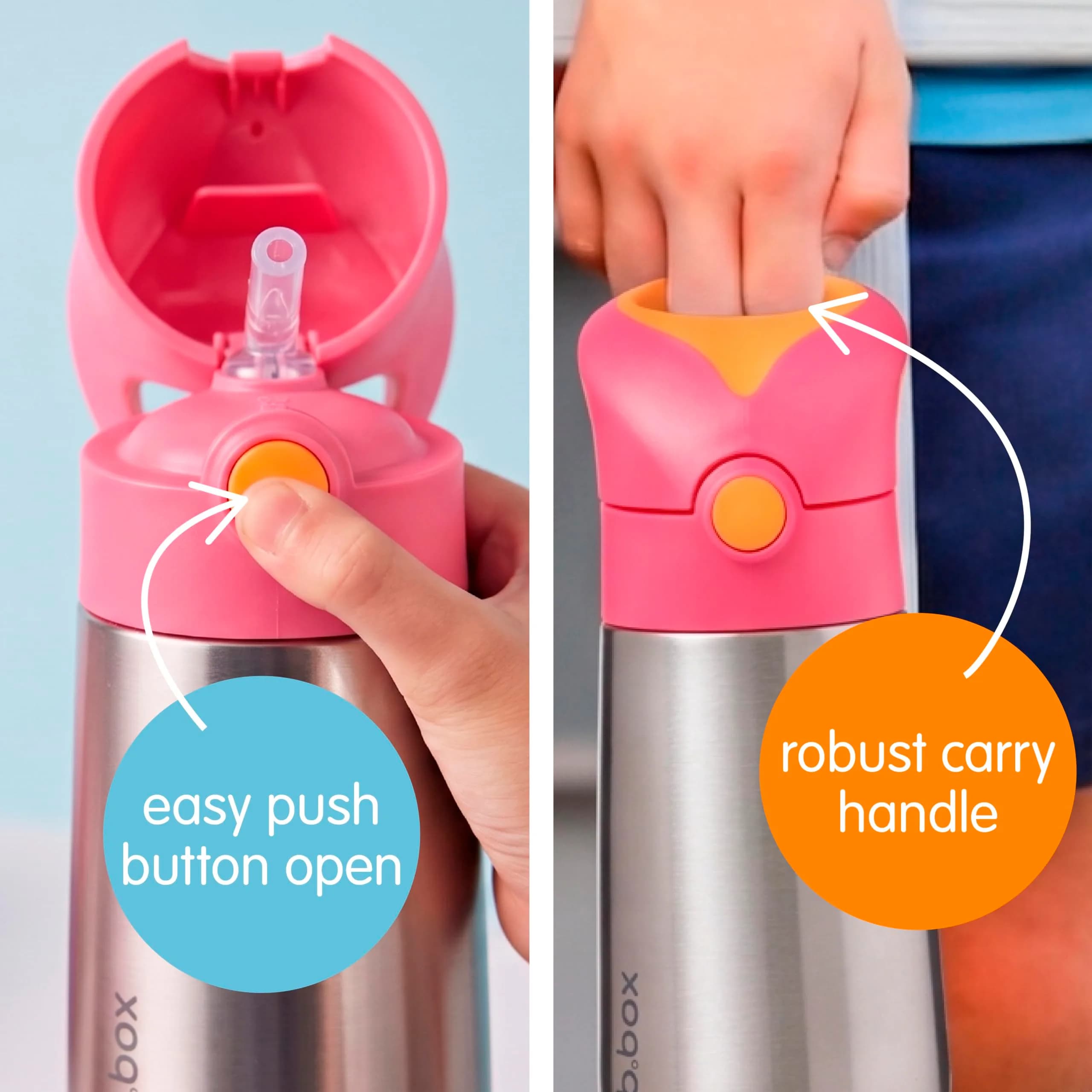 b.box Insulated Water Bottle for Kids, 350ml (12 oz) Toddler Water Bottle with Straw | Keeps Drinks Cold for 8 Hours - view 5