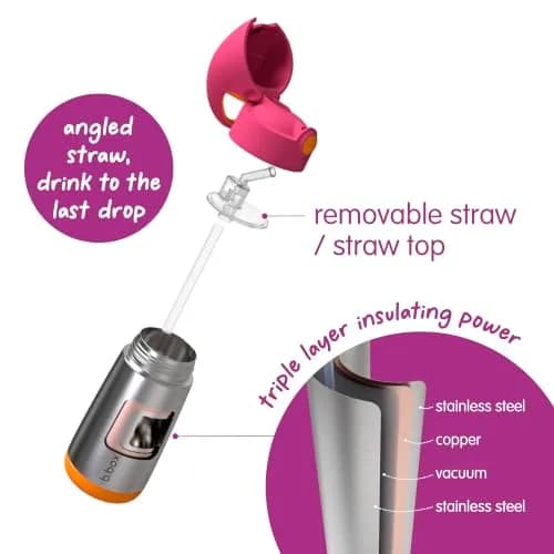 b.box Insulated Water Bottle for Kids, 350ml (12 oz) Toddler Water Bottle with Straw | Keeps Drinks Cold for 8 Hours thumbnail 6