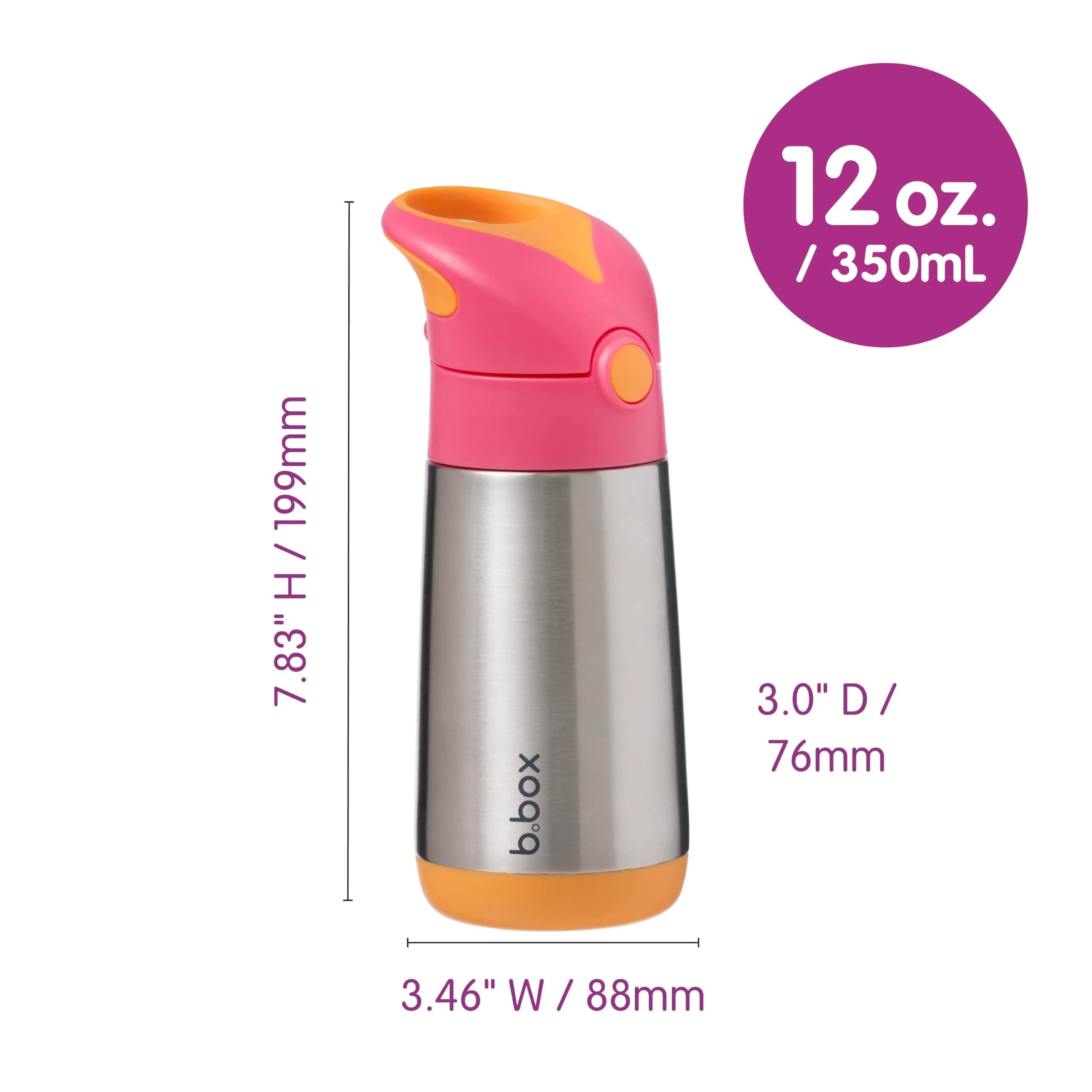 b.box Insulated Water Bottle for Kids, 350ml (12 oz) Toddler Water Bottle with Straw | Keeps Drinks Cold for 8 Hours - view 4