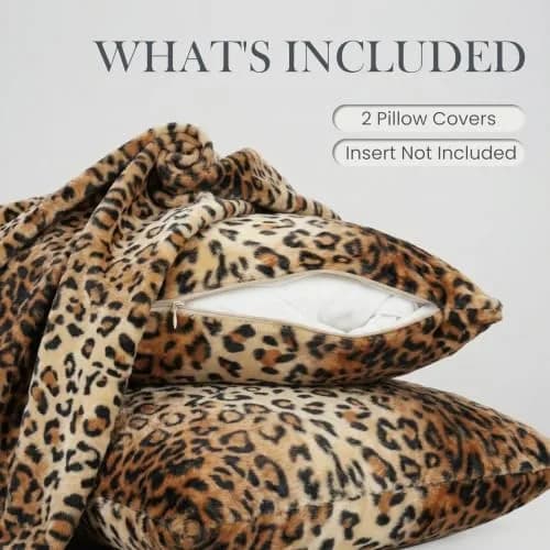 CARRIE HOME Leopard Print Pillow Covers 18x18 | Soft Plush Cheetah Decor, Set of 2 thumbnail 6