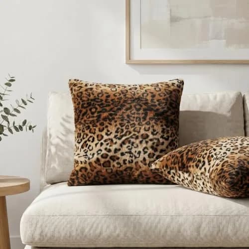 CARRIE HOME Leopard Print Pillow Covers 18x18 | Soft Plush Cheetah Decor, Set of 2 thumbnail 2