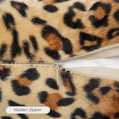 CARRIE HOME Leopard Print Pillow Covers 18x18 | Soft Plush Cheetah Decor, Set of 2 thumbnail 3