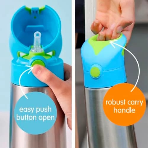 b.box Insulated Water Bottle for Kids, 350ml (12 oz) Ocean Breeze | Keeps Drinks Cold 8 Hrs, Warm 6 Hrs thumbnail 5