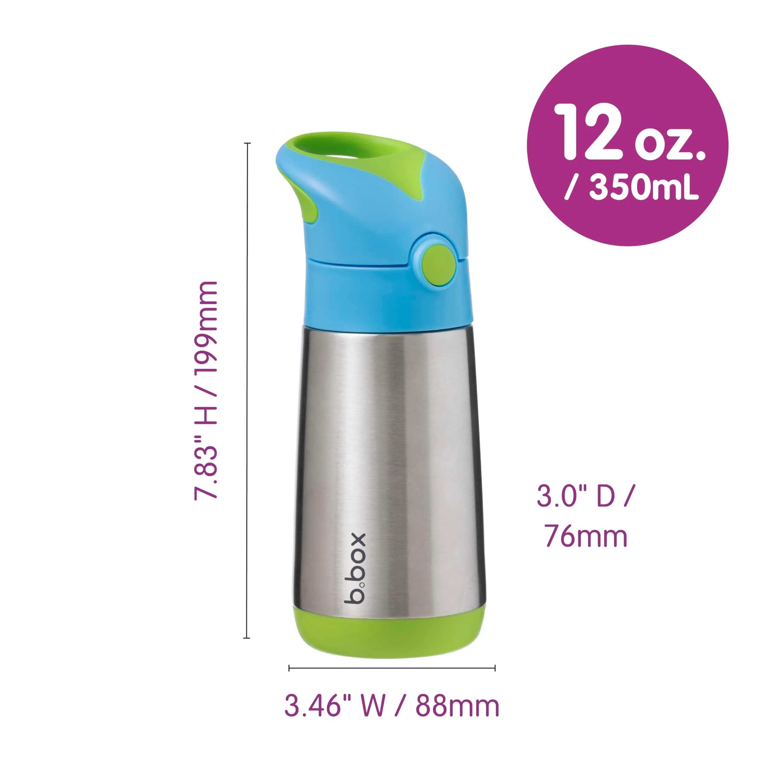 b.box Insulated Water Bottle for Kids, 350ml (12 oz) Ocean Breeze | Keeps Drinks Cold 8 Hrs, Warm 6 Hrs - view 4