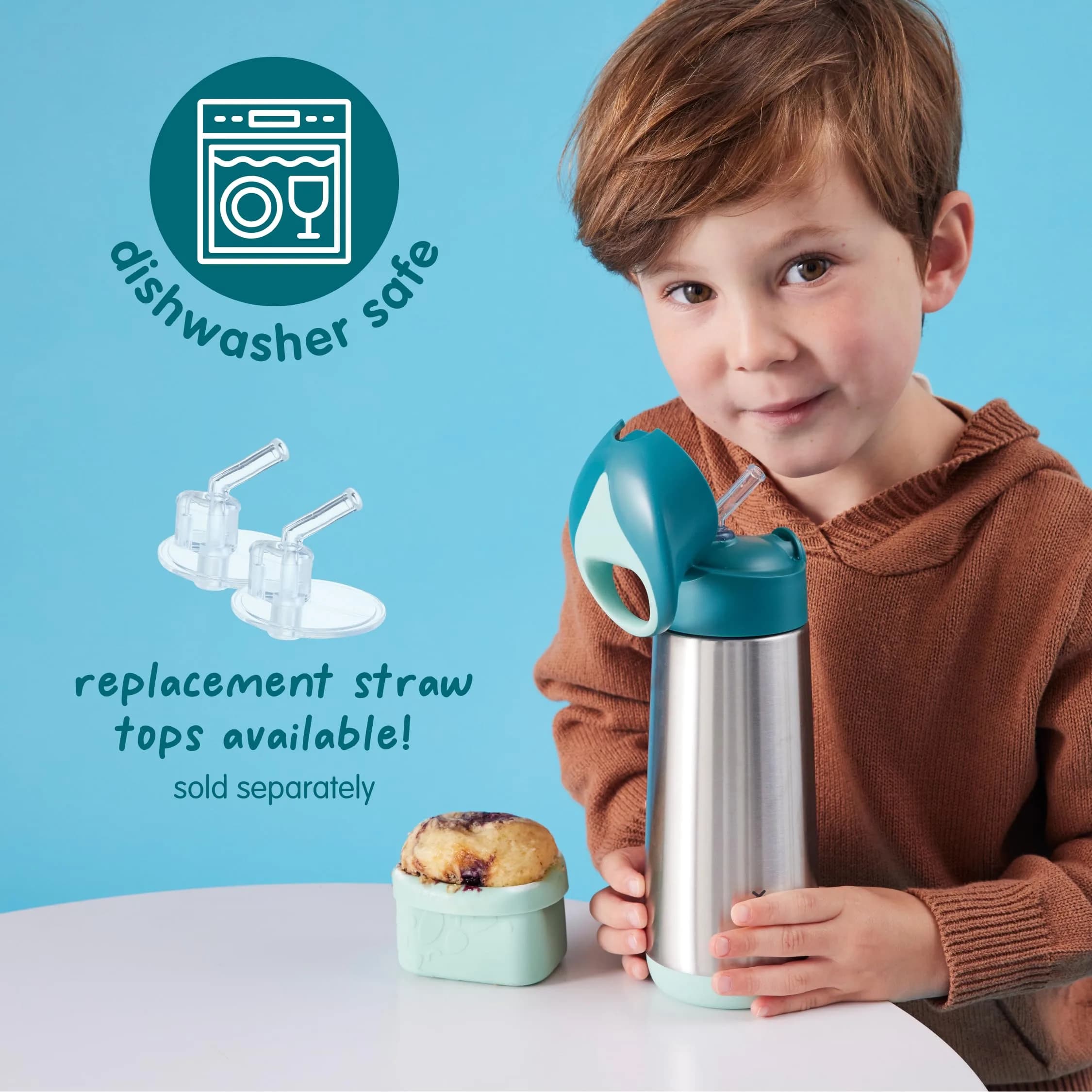 b.box Insulated Water Bottle for Kids, 350ml (12 oz) Lemon Sherbet | Keeps Drinks Cold for 8 Hours - view 5