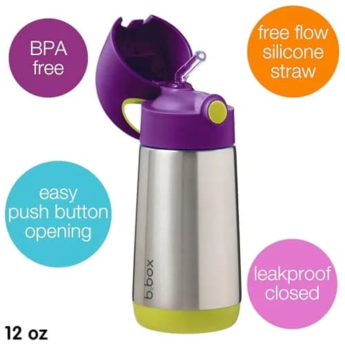 b.box Insulated Water Bottle for Kids, 355ml (12 oz) Passion Splash | Keeps Drinks Cold Up to 8 Hours thumbnail 3