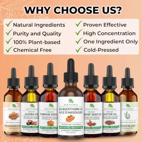 Jeune Naturelle Sea Buckthorn Oil 2 Fl Oz | Organic, Pure, Cold Pressed, Unrefined, Non-Comedogenic thumbnail 6