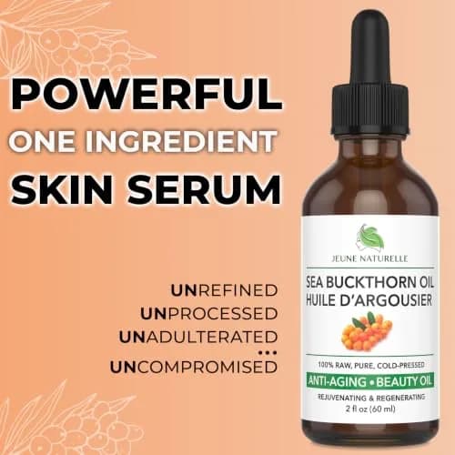 Jeune Naturelle Sea Buckthorn Oil 2 Fl Oz | Organic, Pure, Cold Pressed, Unrefined, Non-Comedogenic thumbnail 2