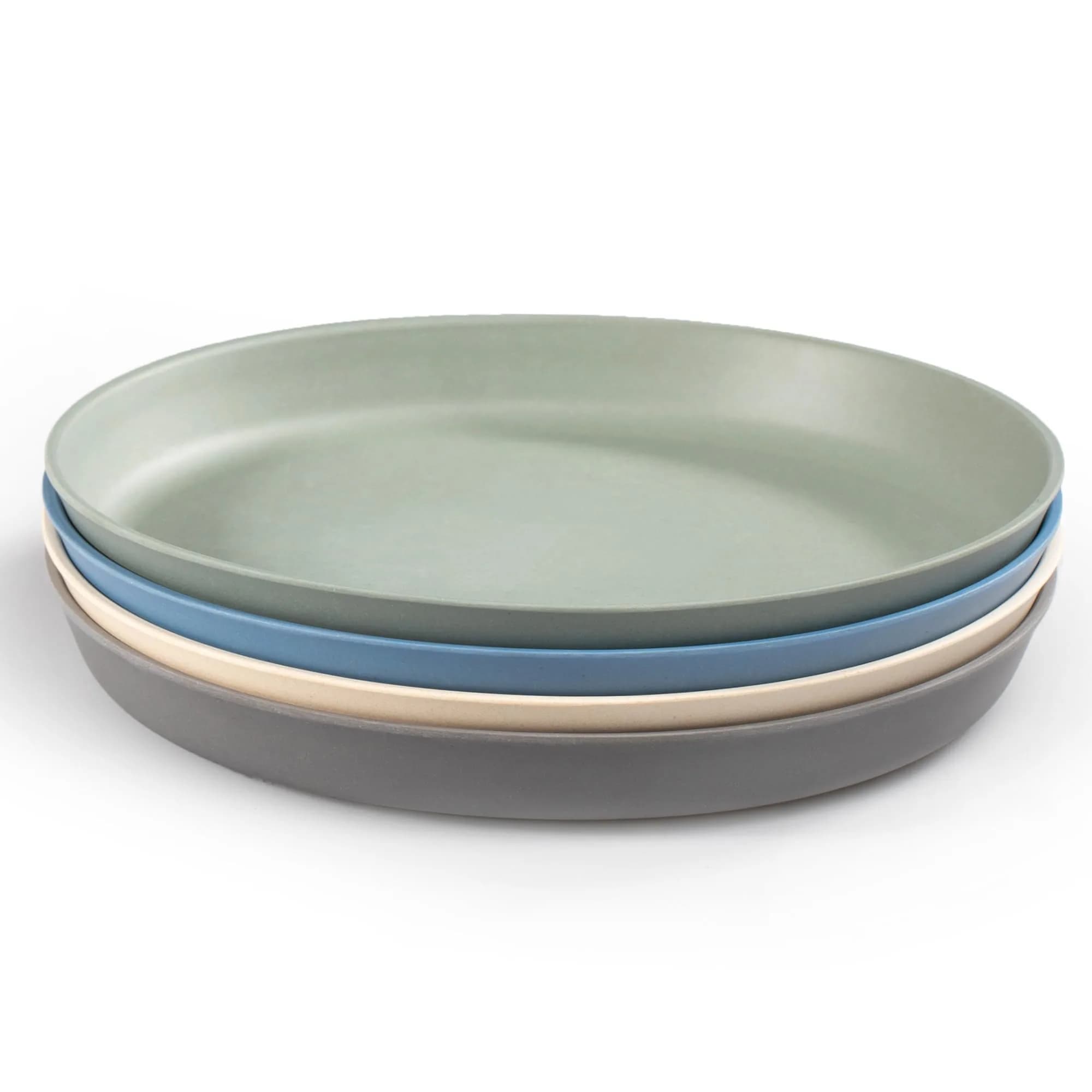 WeeSprout Bamboo Plates Set of 4 20.32cm (8 Inch) | Kid-Safe Dishware for Toddlers — Blue/Green/Gray/& Beige