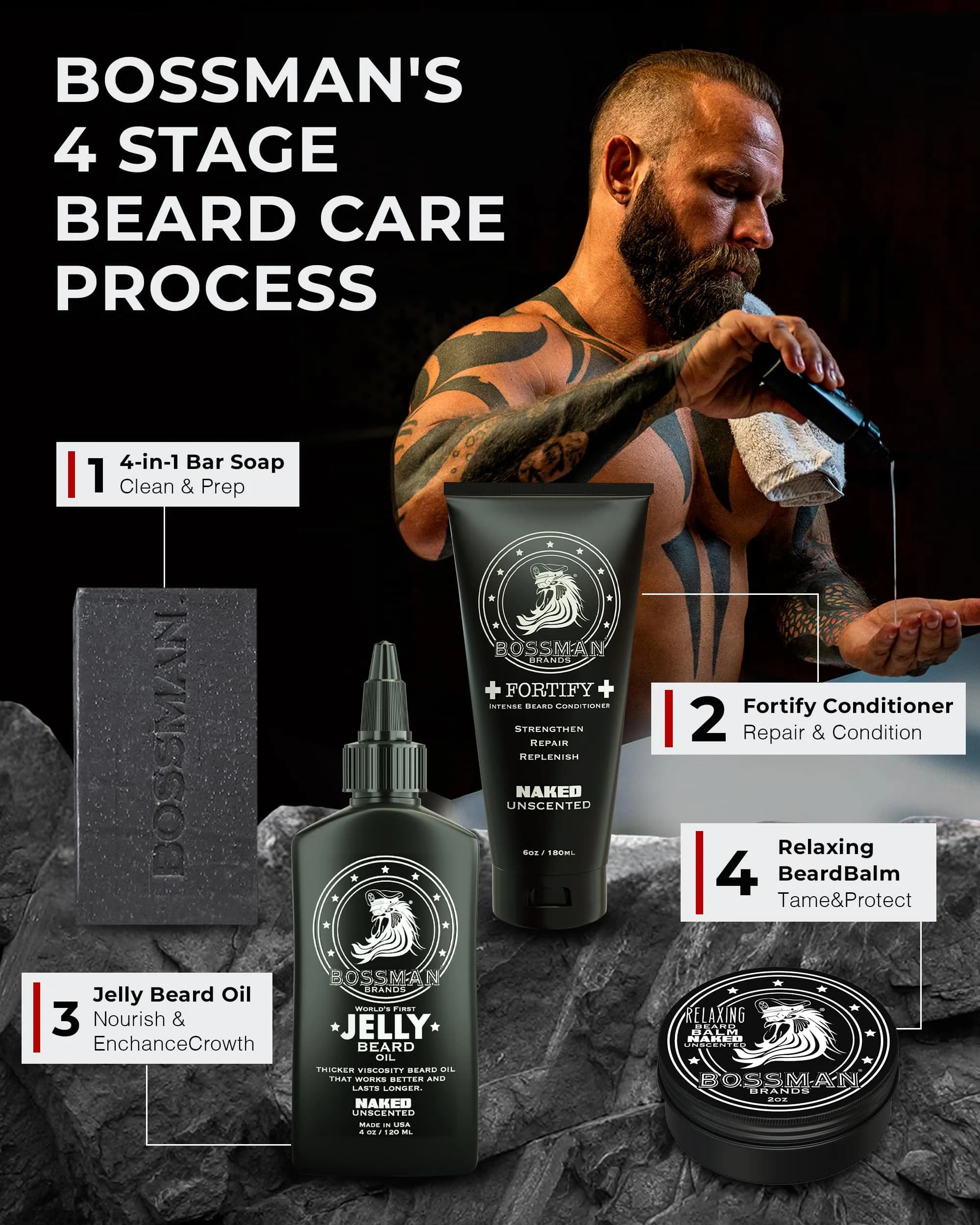 Bossman Fortify Intense Beard Conditioner for Men (Unscented) 118ml (4 Fl Oz) | Strengthens & Softens Beard - view 7