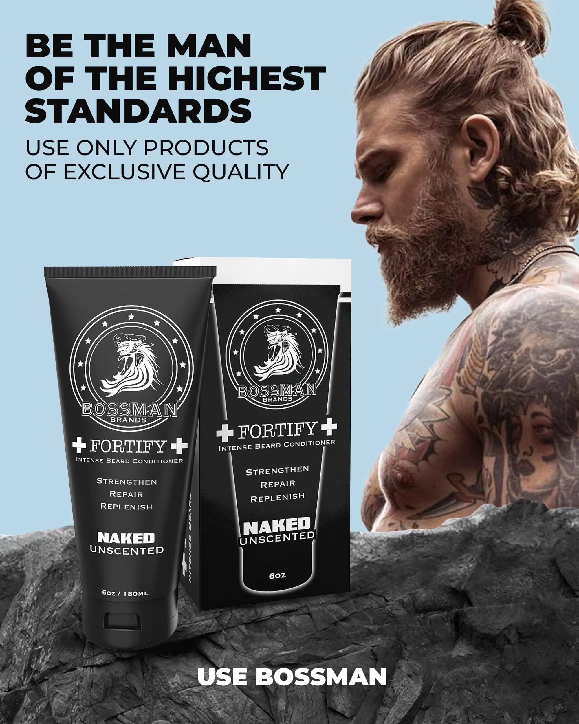 Bossman Fortify Intense Beard Conditioner for Men (Unscented) 118ml (4 Fl Oz) | Strengthens & Softens Beard - view 8