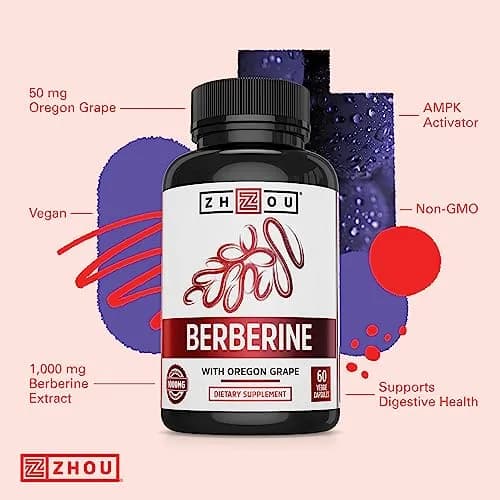 ZHOU Berberine with Oregon Grape | 1000mg Capsules for Gut & Metabolic Health (70-120 chars) thumbnail 3