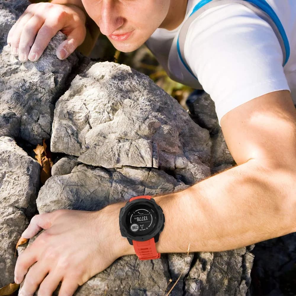 NotoCity Soft Silicone Watch Band for Garmin Instinct 2/Solar/Tactical 22mm (Flame Red) | Durable & Water-Resistant - view 5