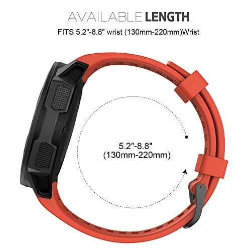 NotoCity Soft Silicone Watch Band for Garmin Instinct 2/Solar/Tactical 22mm (Flame Red) | Durable & Water-Resistant thumbnail 6