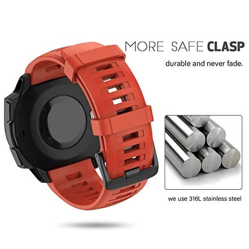 NotoCity Soft Silicone Watch Band for Garmin Instinct 2/Solar/Tactical 22mm (Flame Red) | Durable & Water-Resistant thumbnail 3