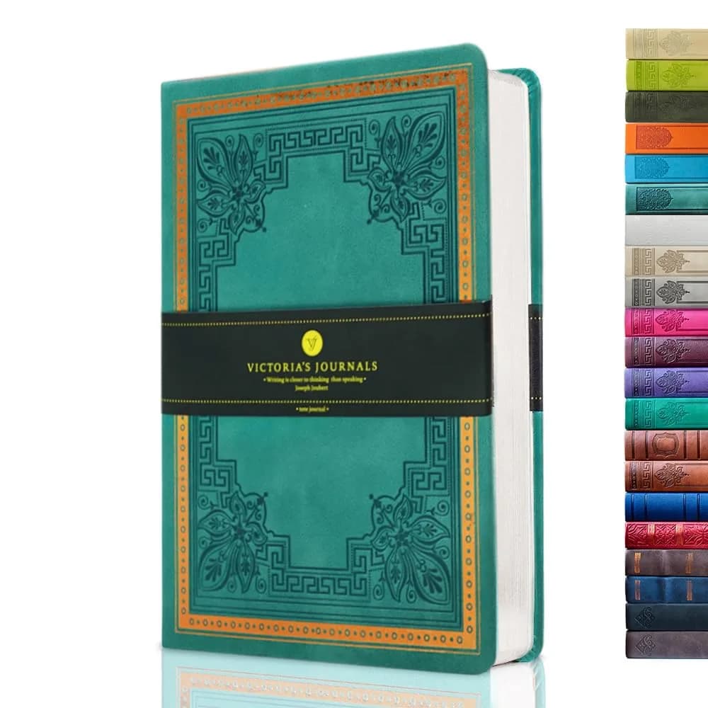 VICTORIA'S JOURNALS Vintage Journal Faux Leather Gilded Edge Hardcover | Elegant A5 Notebook for Creative Writing & Planning — Teal