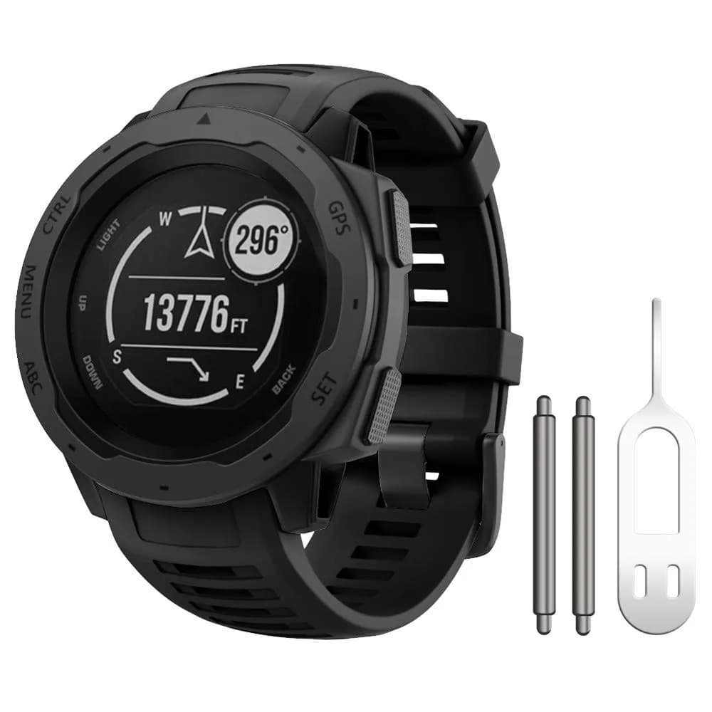 NotoCity Soft Silicone Watch Band for Garmin Instinct 2/Solar/Tactical 20mm Black | Durable & Comfortable Fit