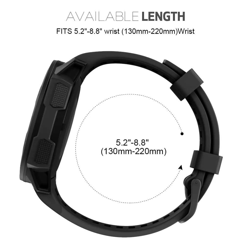NotoCity Soft Silicone Watch Band for Garmin Instinct 2/Solar/Tactical 20mm Black | Durable & Comfortable Fit - view 6
